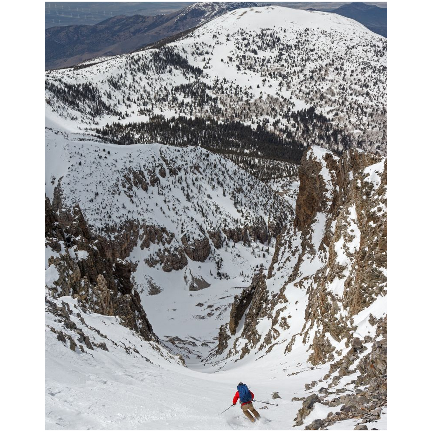 Skiing Doso Doyabi Couloir - Great Basin National Park, Nevada - bp0247 - Photograph Print Poster Picture Landscape Photography Art Artist