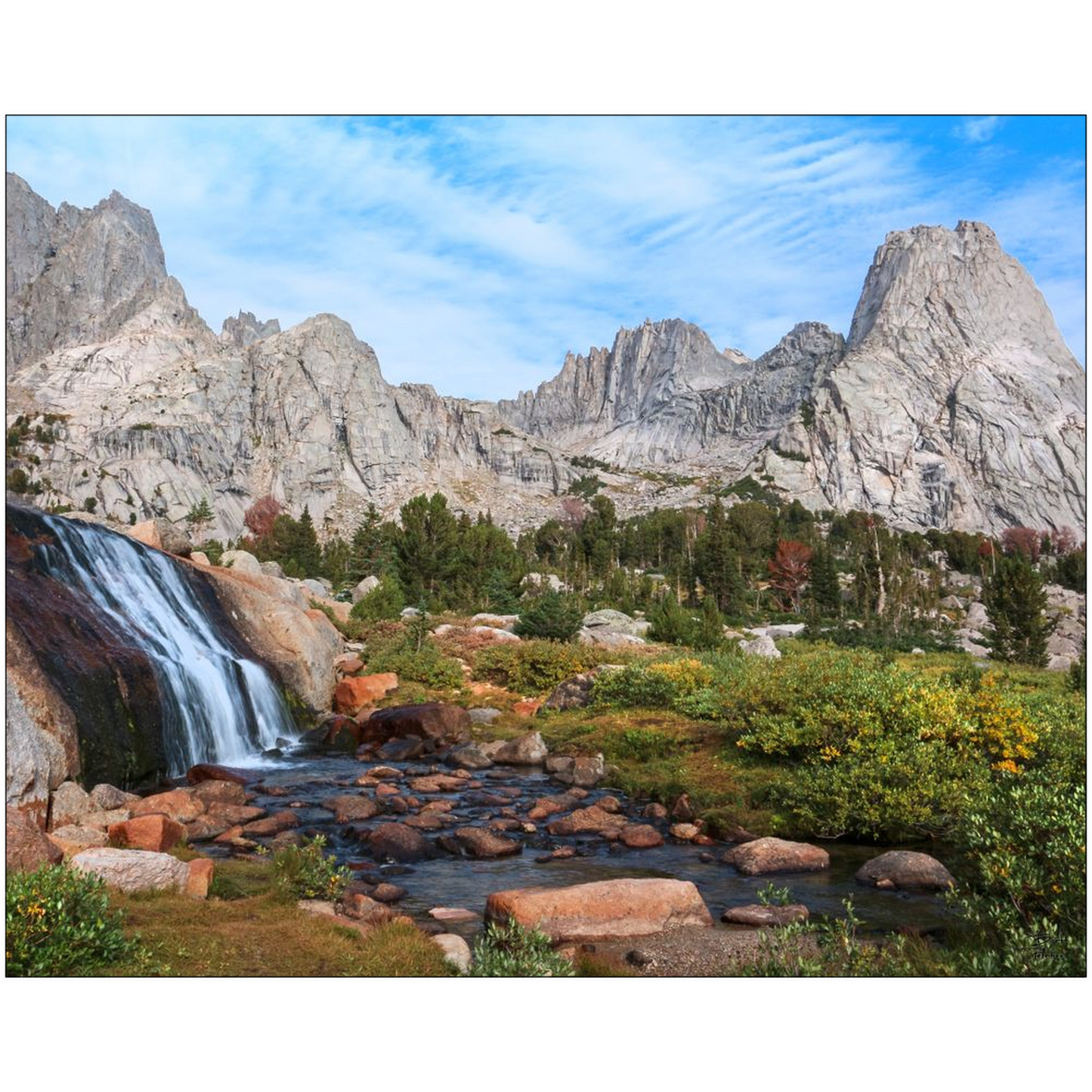 Cirque of the Towers and Waterfall - Wind River - Wyoming - bp0120 - Photograph Print Poster Picture Landscape Photography Art Artist