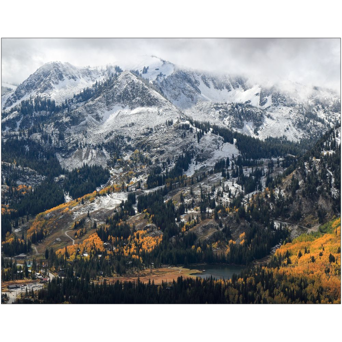 Brighton early snow with fall colors - Brighton, Utah - bp0190 - Photograph Print Poster Picture Photography Images Landscape Art Artist