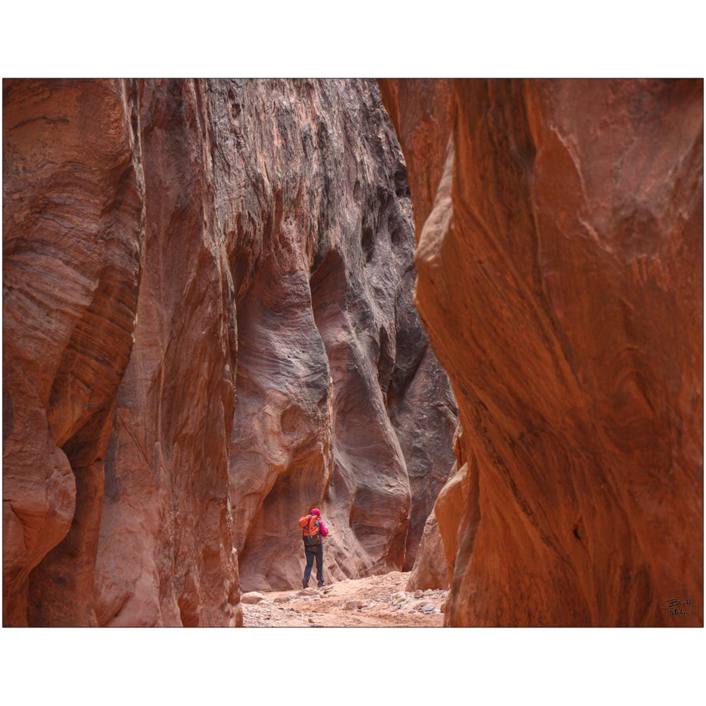 Buckskin Gulch Hiker v2 - Vermilion Cliffs National Monument, Utah - bp0174 - Photograph Print Poster Picture Photography Landscape Artist