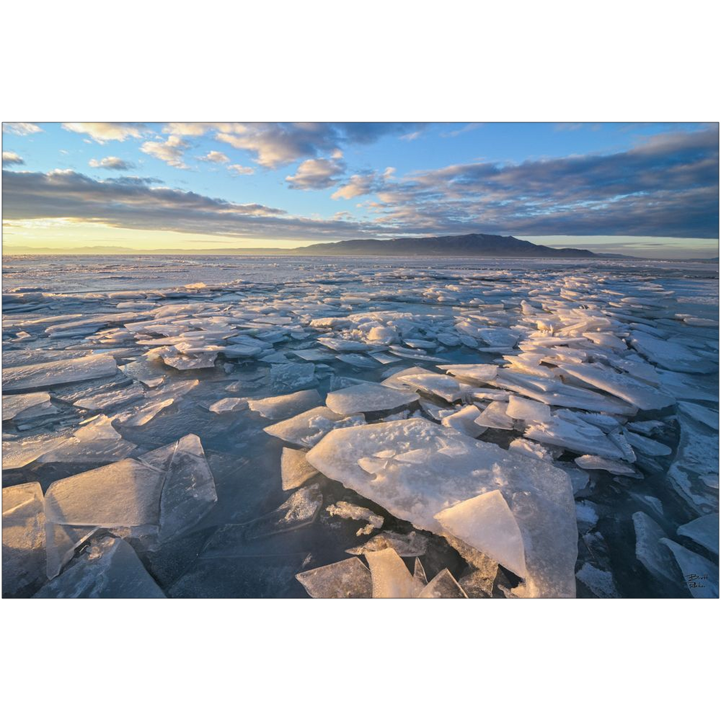 Ice Sheets Sunset v1- Utah Lake, Utah - bp0030 - Photograph Print Poster Picture Photography Art Artist Images Landscape