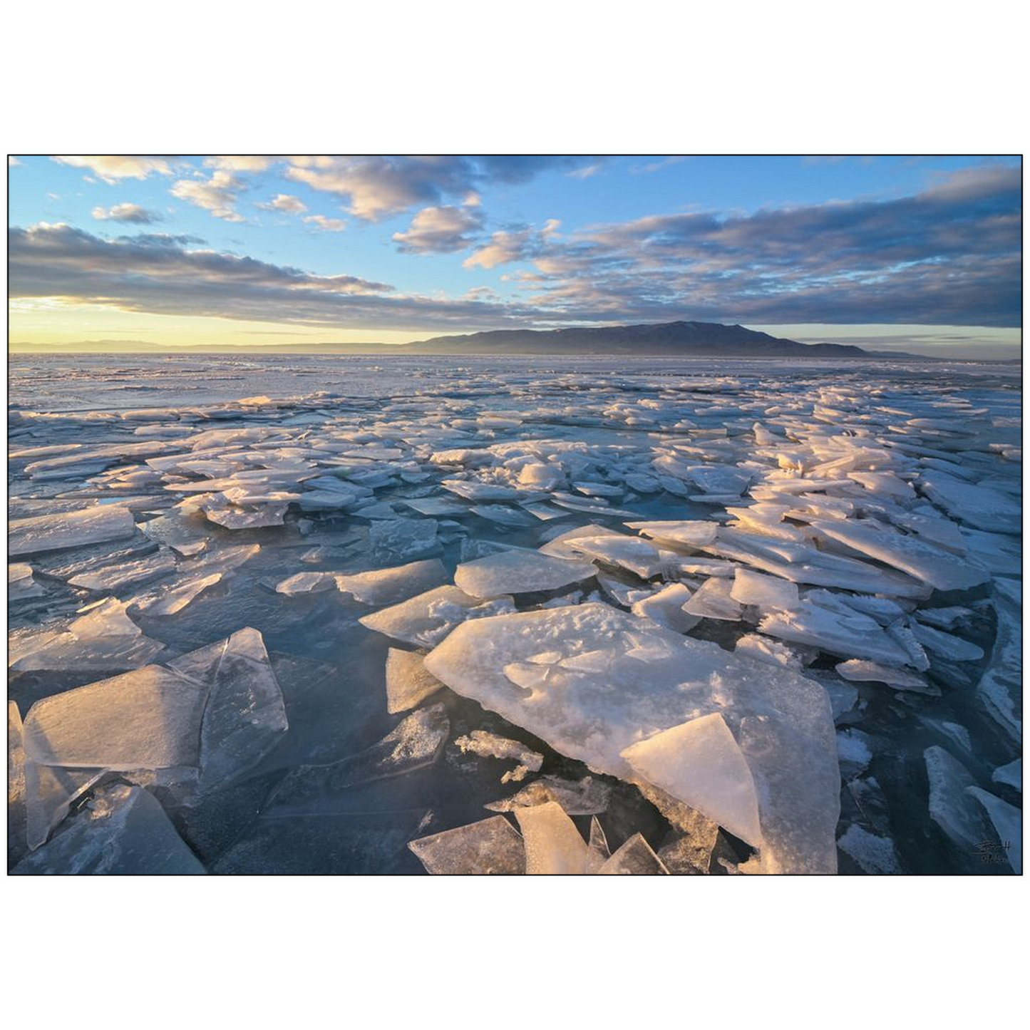 Ice Sheets Sunset v1- Utah Lake, Utah - bp0030 - Photograph Print Poster Picture Photography Art Artist Images Landscape