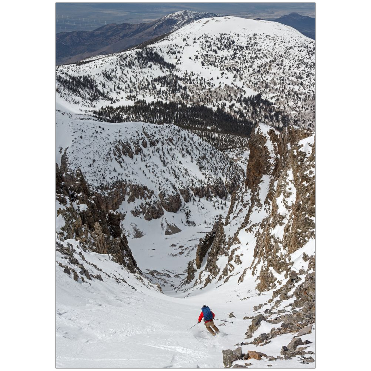 Skiing Doso Doyabi Couloir - Great Basin National Park, Nevada - bp0247 - Photograph Print Poster Picture Landscape Photography Art Artist