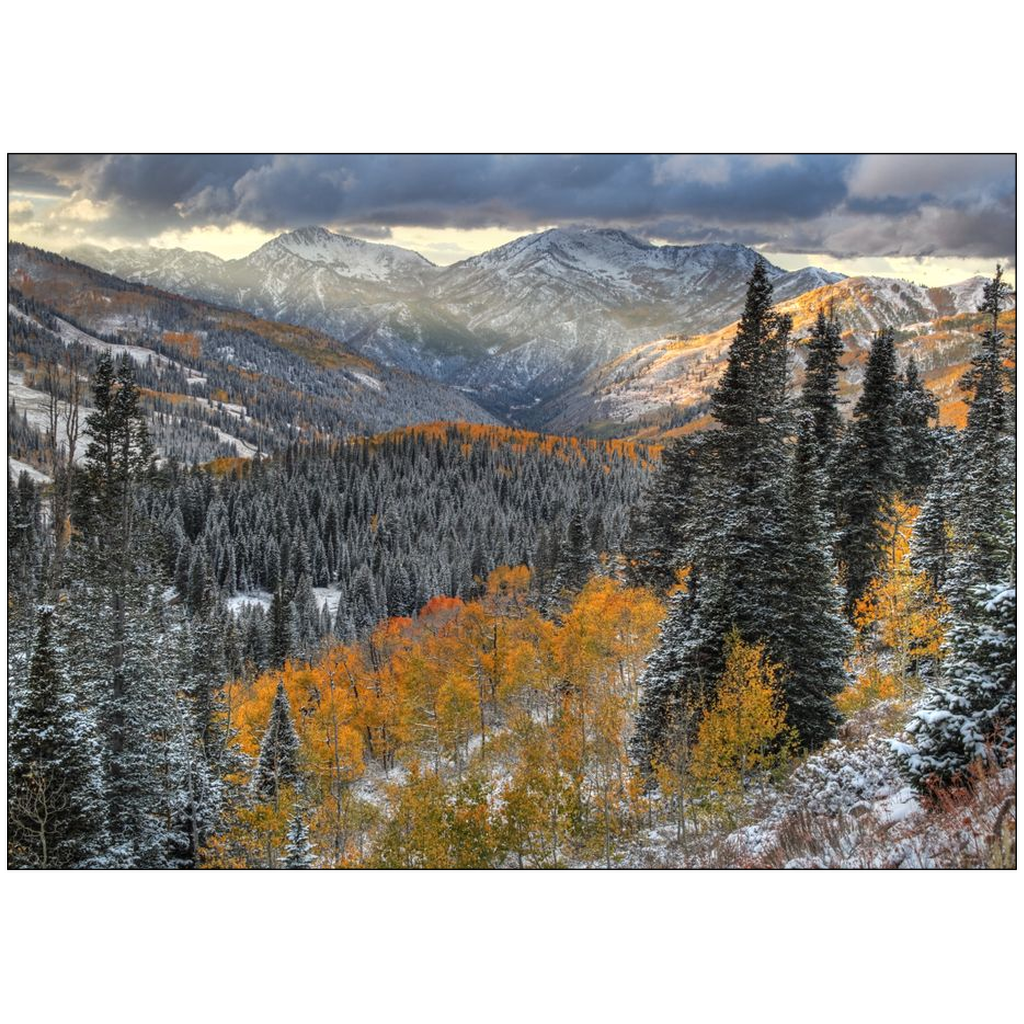 Big Cottonwood Canyon Early Snow and Fall Color - Brighton, Utah - bp0131 - Photograph Print Poster Picture Landscape Photography Art Artist