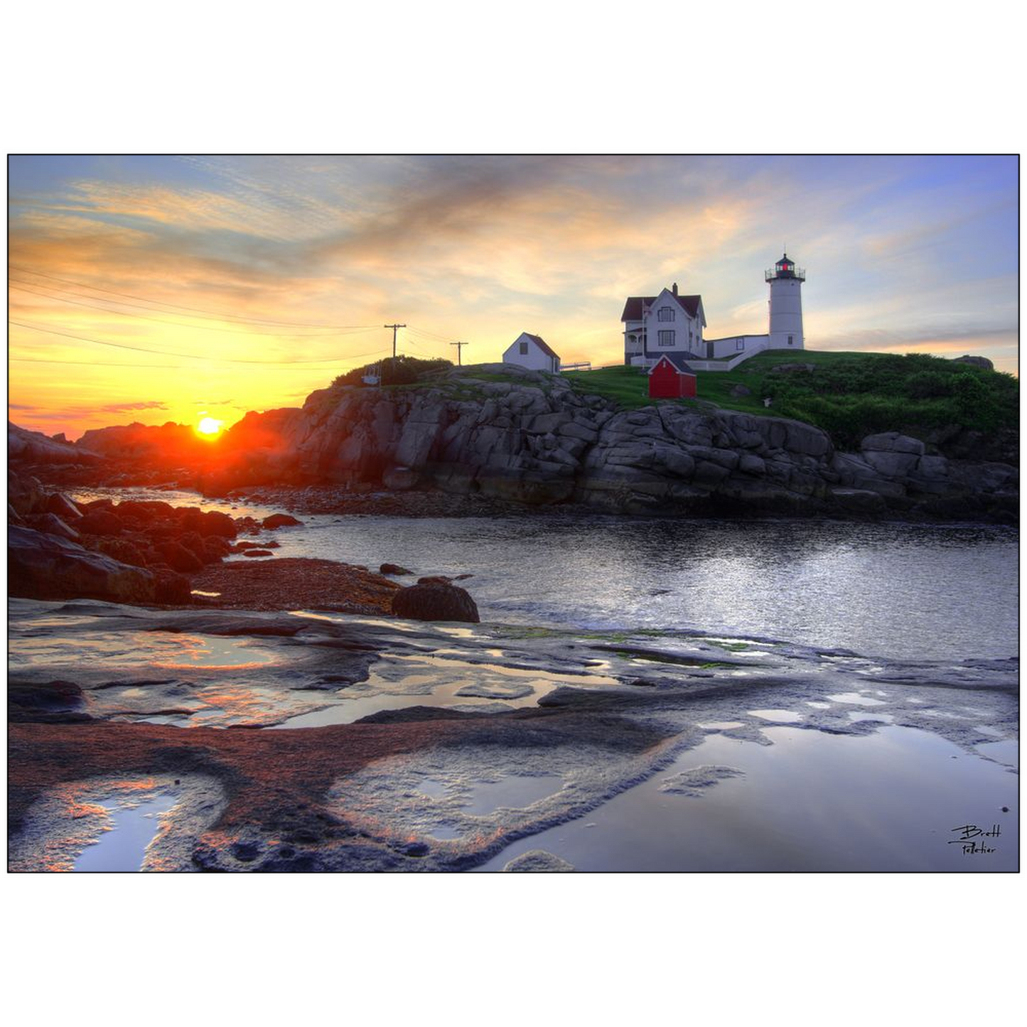 Cape Neddick Lighthouse Sunrise - Maine - bp0049 - Photograph Print Poster Picture Photography Art Artist Images Landscape