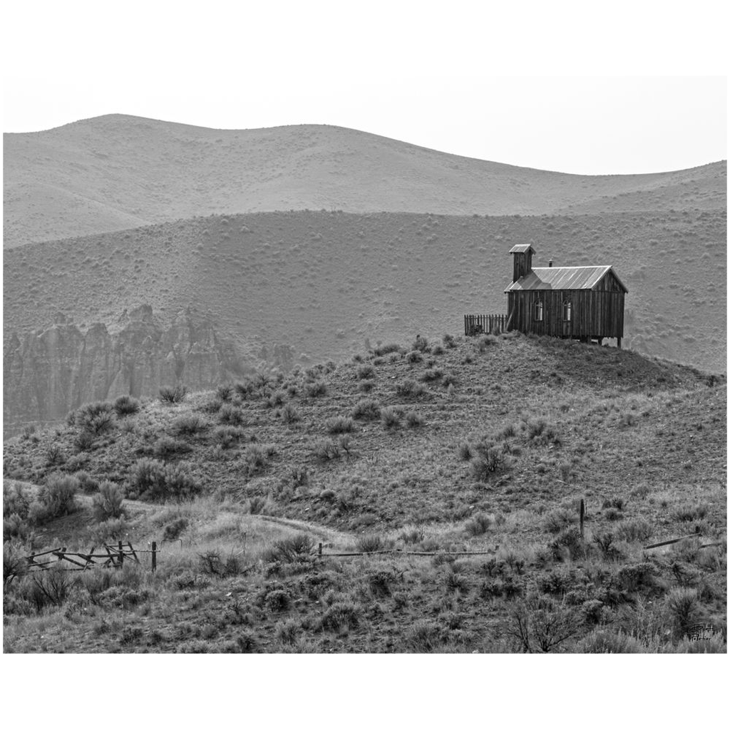 Black and White School House on the Hill - Idaho - bp0077 - Photograph Print Poster Picture Photography Art Artist Images Camera Landscape