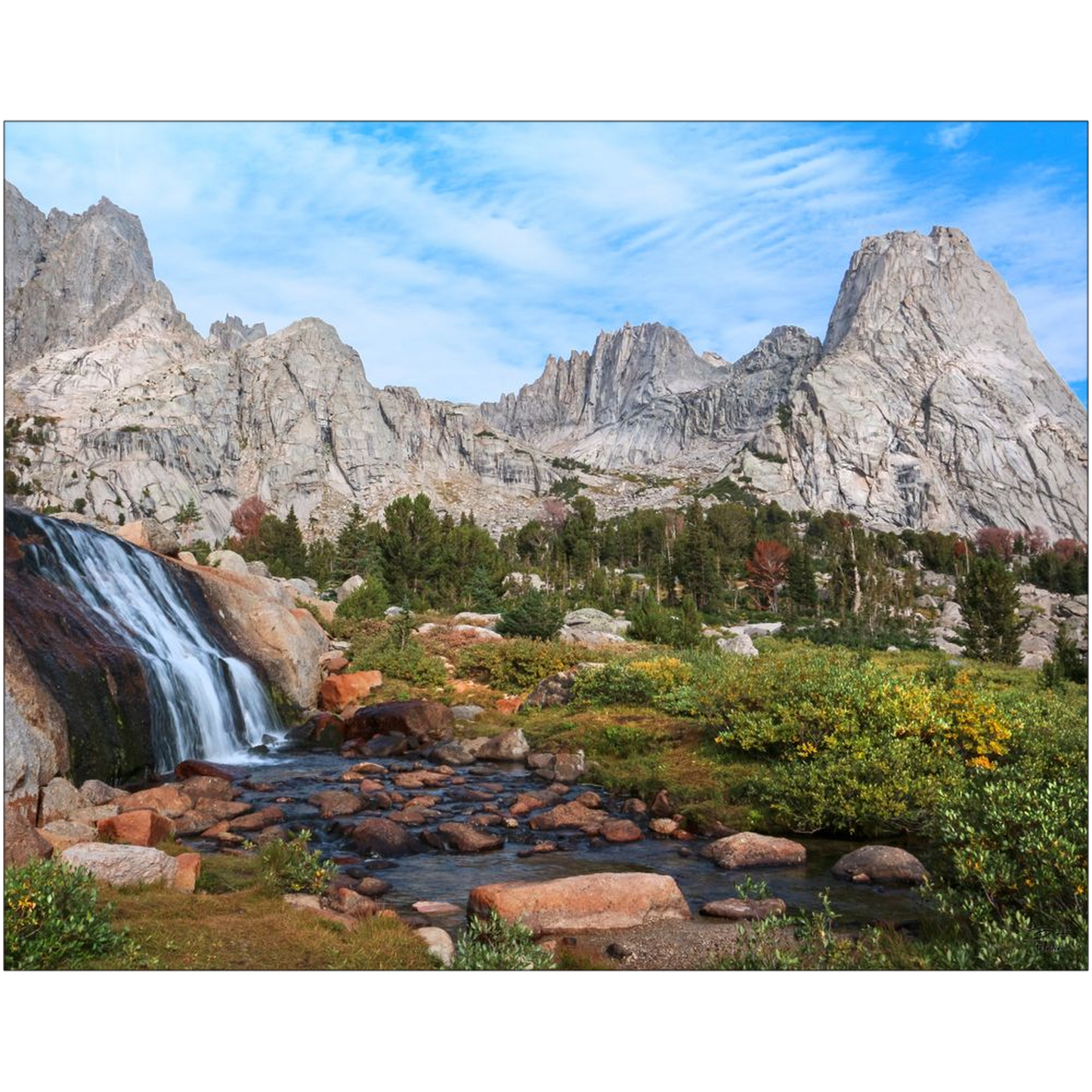 Cirque of the Towers and Waterfall - Wind River - Wyoming - bp0120 - Photograph Print Poster Picture Landscape Photography Art Artist