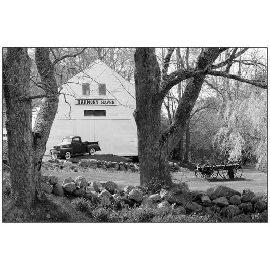 Harmony Haven with 1948 Ford F1 - Nottingham, New Hampshire - bp0043bw - Photograph Print Poster Picture Photography Art Artist Landscape