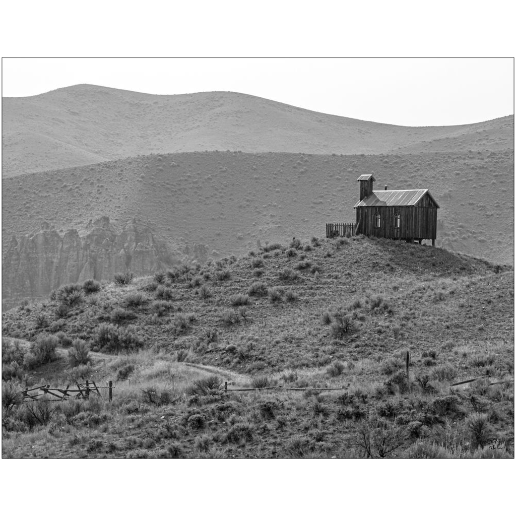 Black and White School House on the Hill - Idaho - bp0077 - Photograph Print Poster Picture Photography Art Artist Images Camera Landscape