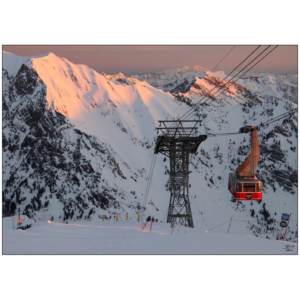 Original Snowbird Ski Resort Tram Sunrise - Little Cottonwood Canyon, Utah - bp0007 - Photograph Print Poster Picture Photography Landscape