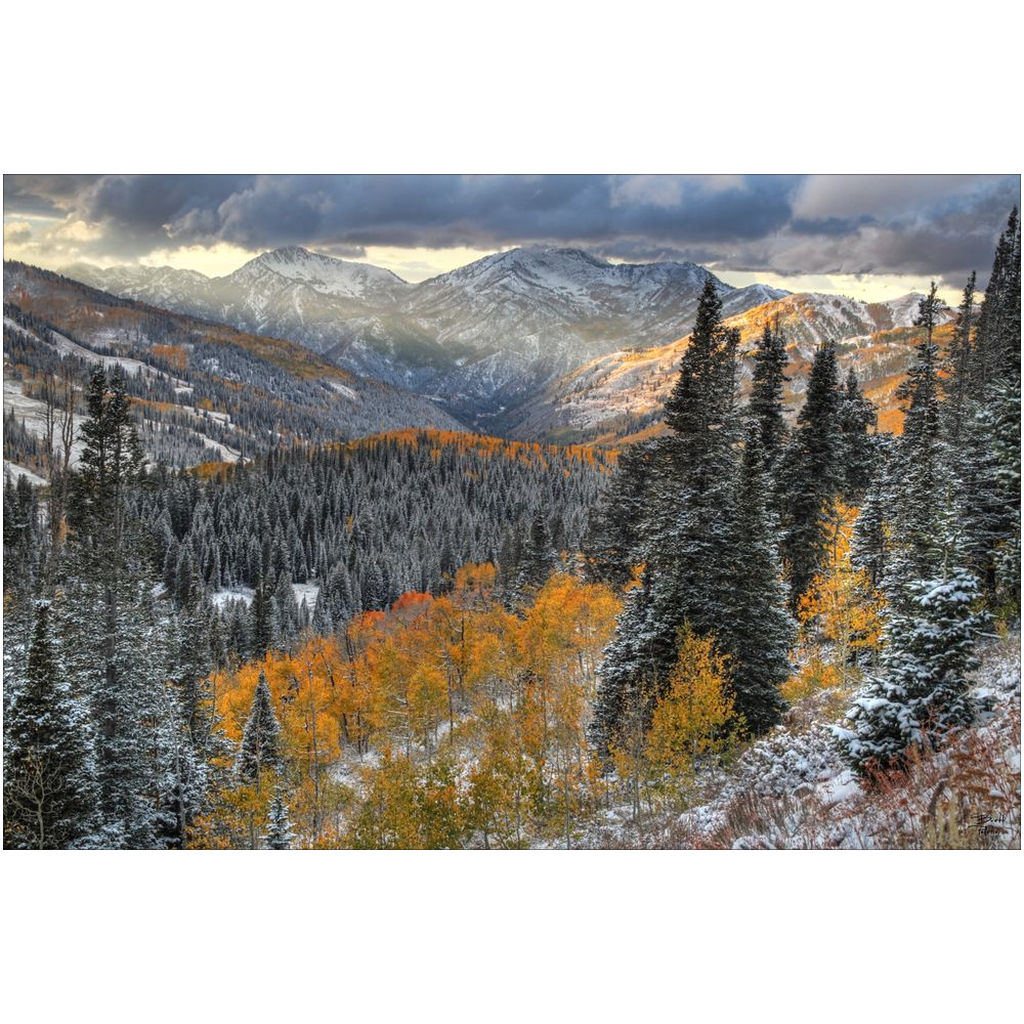 Big Cottonwood Canyon Early Snow and Fall Color - Brighton, Utah - bp0131 - Photograph Print Poster Picture Landscape Photography Art Artist