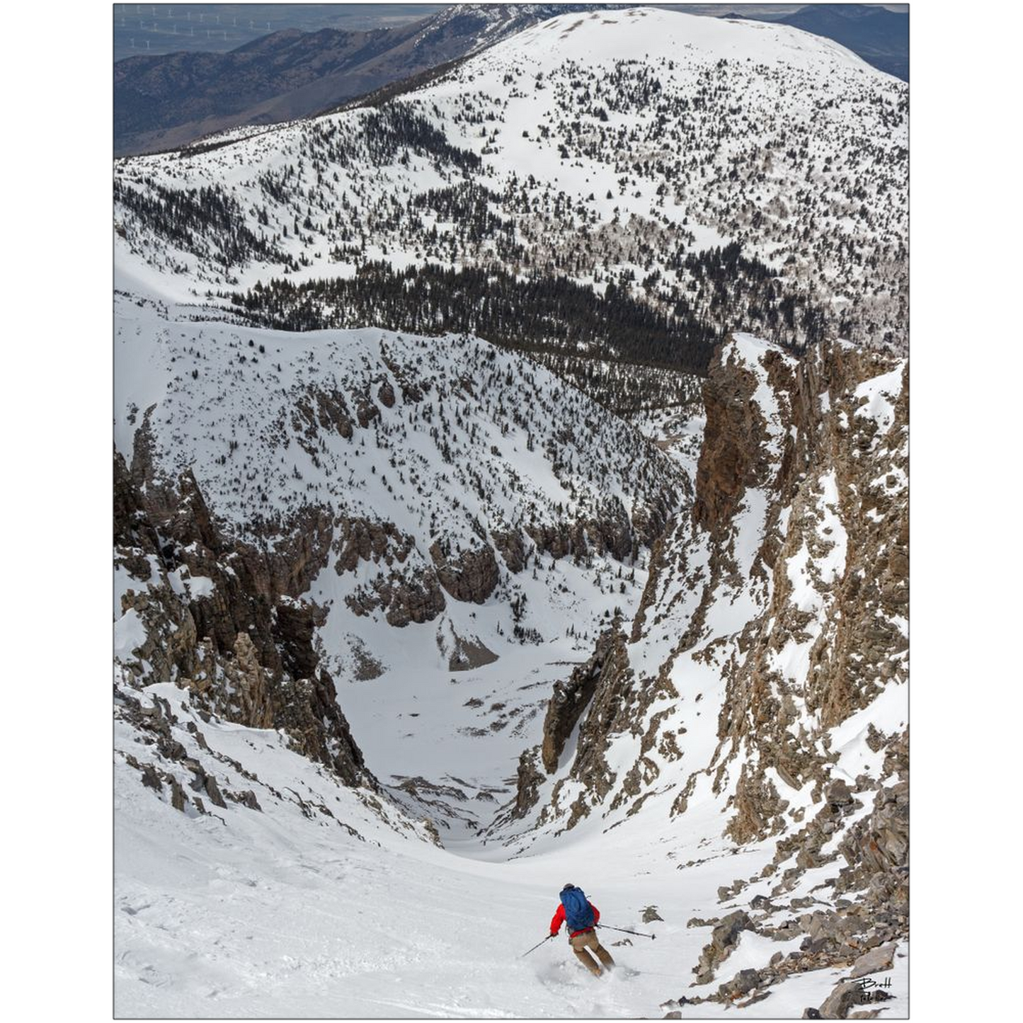 Skiing Doso Doyabi Couloir - Great Basin National Park, Nevada - bp0247 - Photograph Print Poster Picture Landscape Photography Art Artist