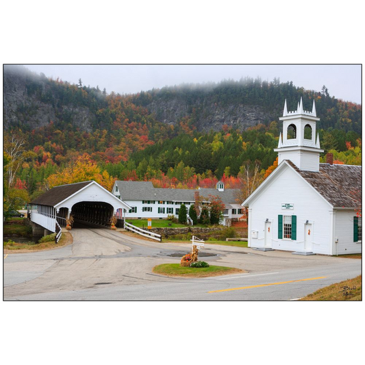 Stark Covered Bridge and Village - New Hampshire - bp0053 - Autumn Photograph Print Poster Picture Photography Art Artist Images Landscape