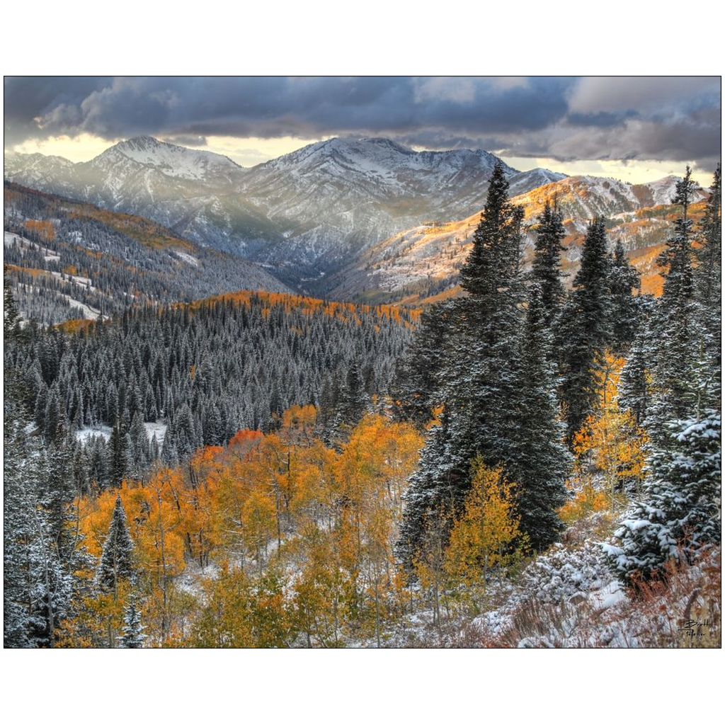 Big Cottonwood Canyon Early Snow and Fall Color - Brighton, Utah - bp0131 - Photograph Print Poster Picture Landscape Photography Art Artist