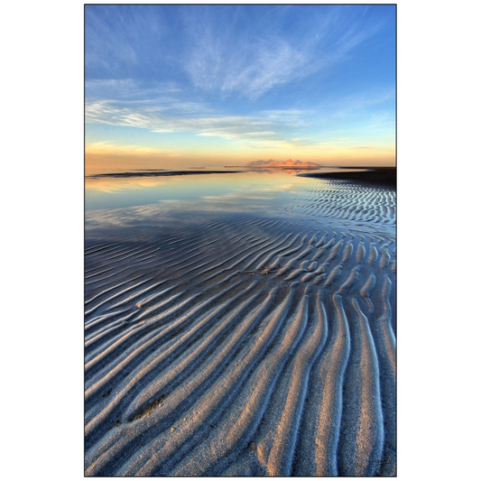 Sunset Ripples and Antelope Island - Great Salt Lake, Utah - bp0051 - Photograph Print Poster Picture Photography Art Artist Landscape