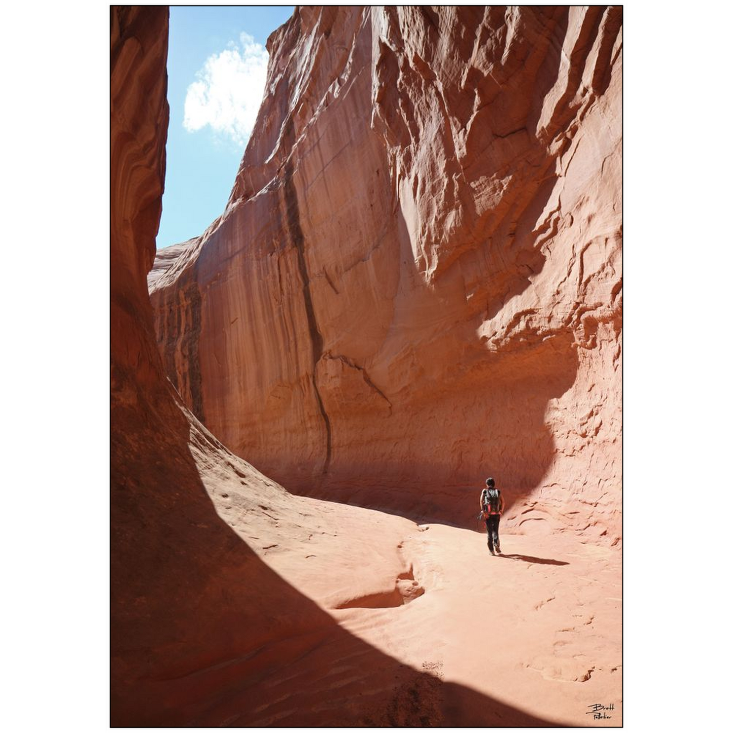 Southern Utah Canyon Hiker - Leprechaun Canyon - Hanksville, Utah - bp0175 - Photograph Print Poster Picture Photography Landscape Artist