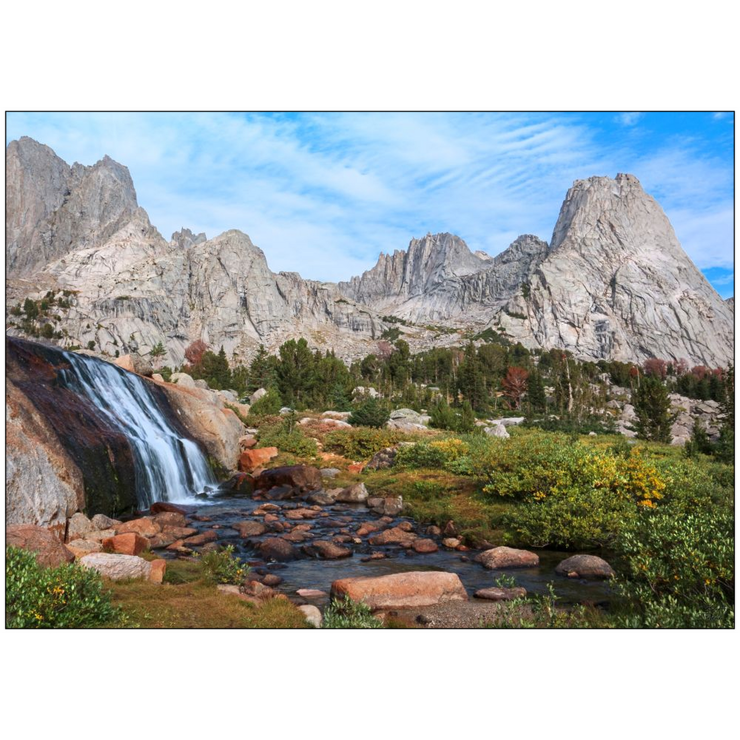 Cirque of the Towers and Waterfall - Wind River - Wyoming - bp0120 - Photograph Print Poster Picture Landscape Photography Art Artist