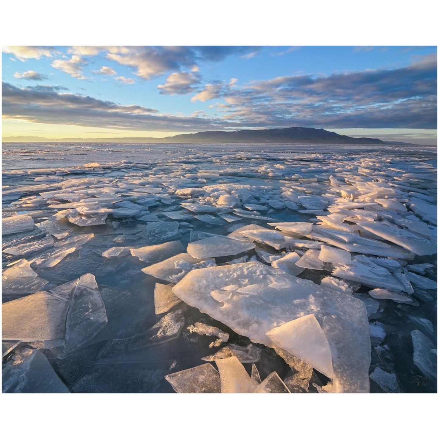 Ice Sheets Sunset v1- Utah Lake, Utah - bp0030 - Photograph Print Poster Picture Photography Art Artist Images Landscape