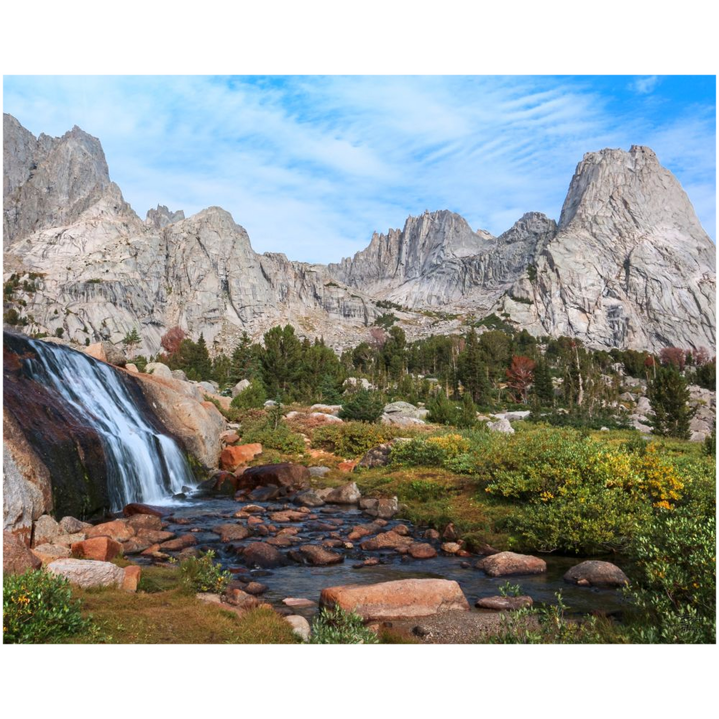 Cirque of the Towers and Waterfall - Wind River - Wyoming - bp0120 - Photograph Print Poster Picture Landscape Photography Art Artist