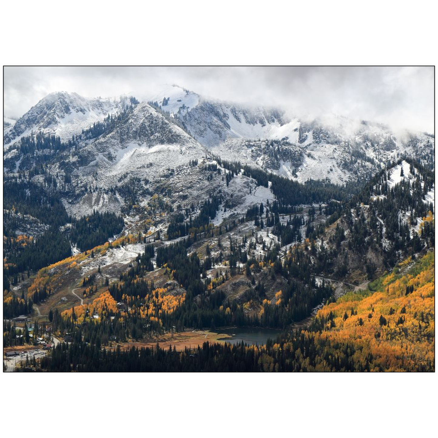 Brighton early snow with fall colors - Brighton, Utah - bp0190 - Photograph Print Poster Picture Photography Images Landscape Art Artist