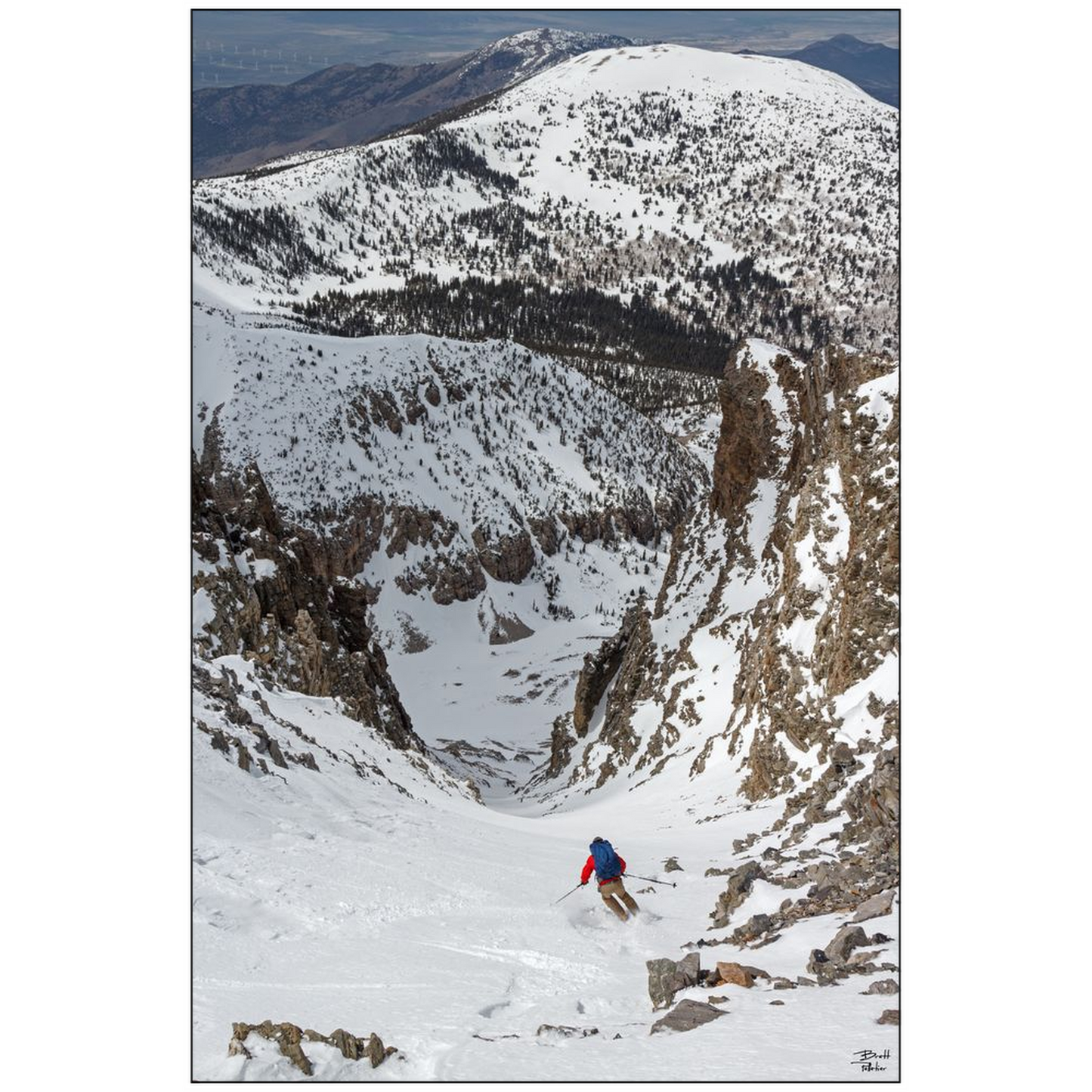 Skiing Doso Doyabi Couloir - Great Basin National Park, Nevada - bp0247 - Photograph Print Poster Picture Landscape Photography Art Artist