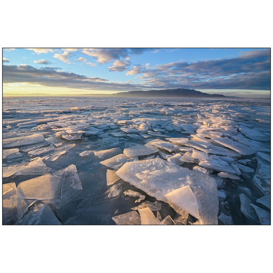 Ice Sheets Sunset v1- Utah Lake, Utah - bp0030 - Photograph Print Poster Picture Photography Art Artist Images Landscape