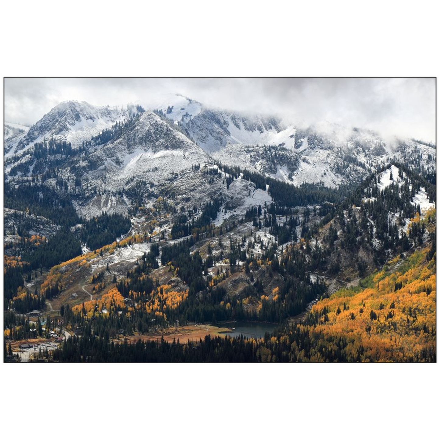 Brighton early snow with fall colors - Brighton, Utah - bp0190 - Photograph Print Poster Picture Photography Images Landscape Art Artist