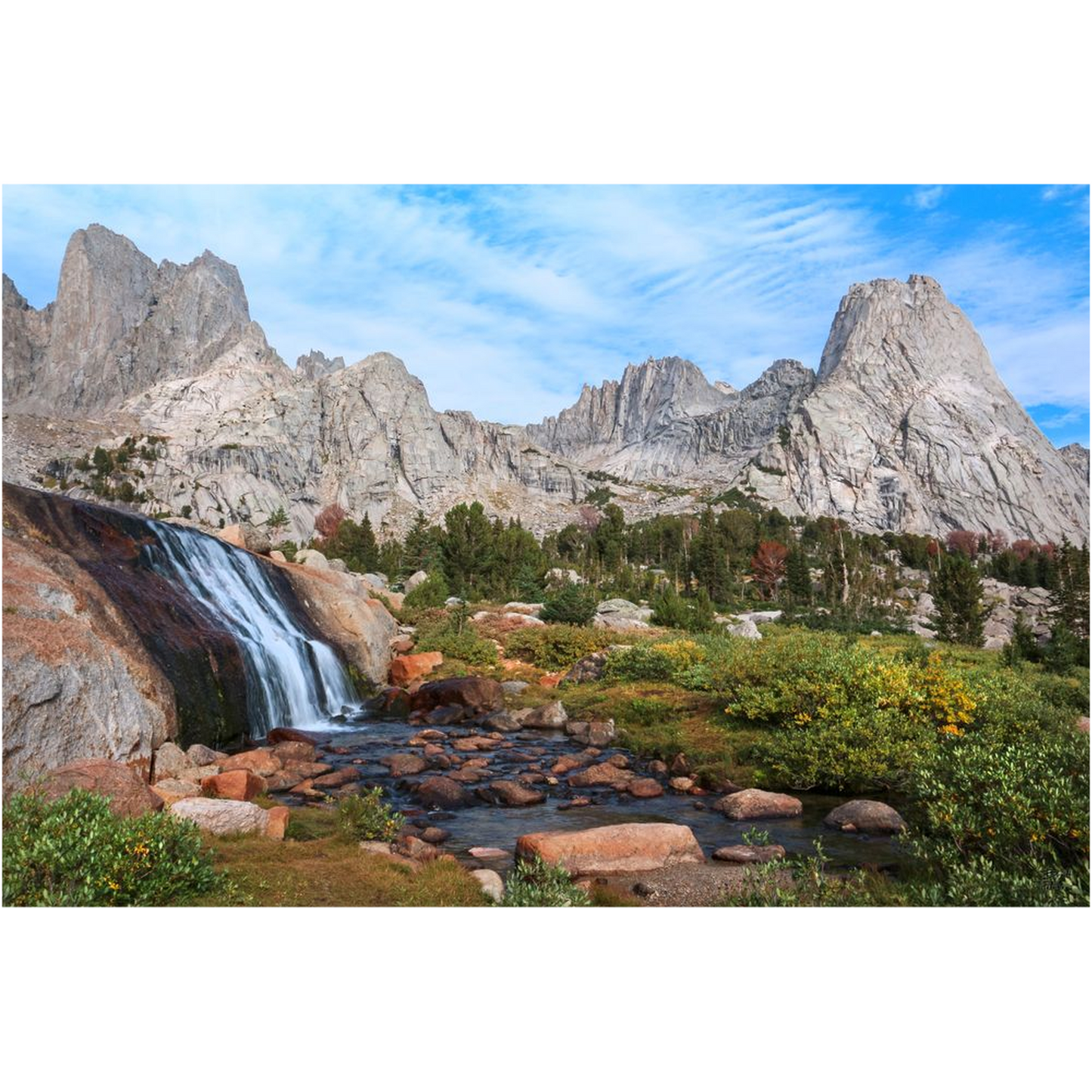 Cirque of the Towers and Waterfall - Wind River - Wyoming - bp0120 - Photograph Print Poster Picture Landscape Photography Art Artist