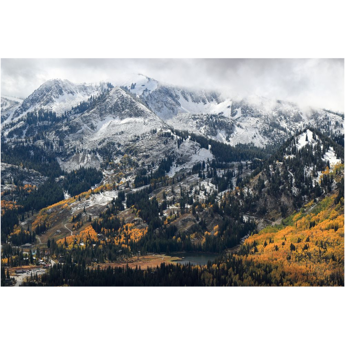 Brighton early snow with fall colors - Brighton, Utah - bp0190 - Photograph Print Poster Picture Photography Images Landscape Art Artist