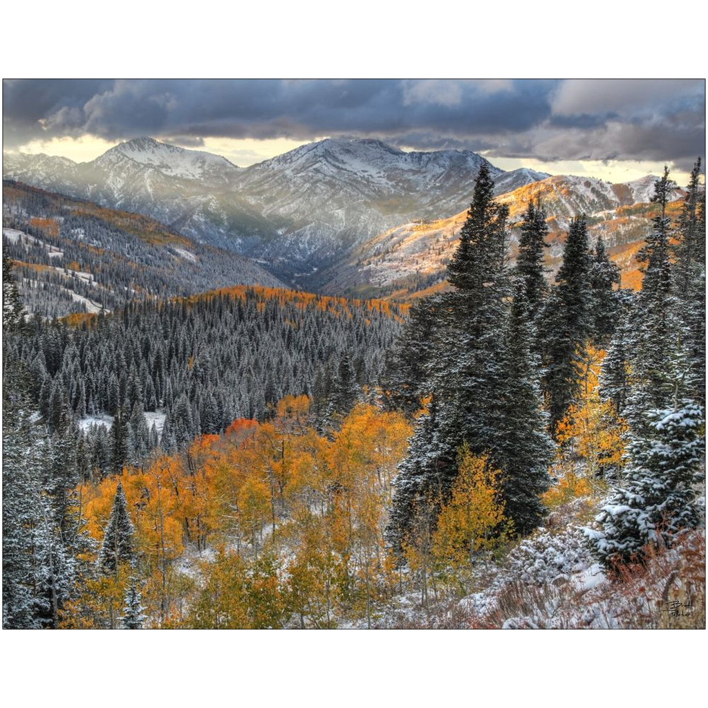 Big Cottonwood Canyon Early Snow and Fall Color - Brighton, Utah - bp0131 - Photograph Print Poster Picture Landscape Photography Art Artist