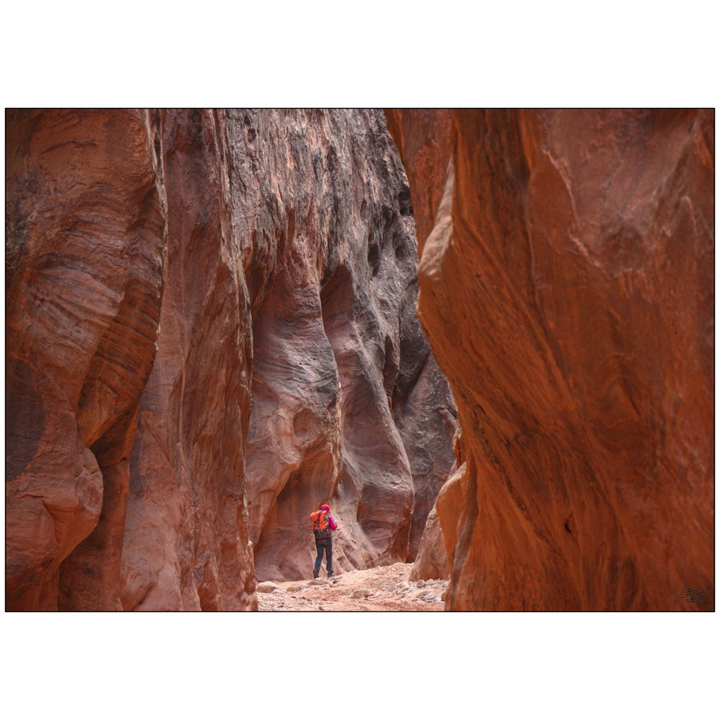 Buckskin Gulch Hiker v2 - Vermilion Cliffs National Monument, Utah - bp0174 - Photograph Print Poster Picture Photography Landscape Artist