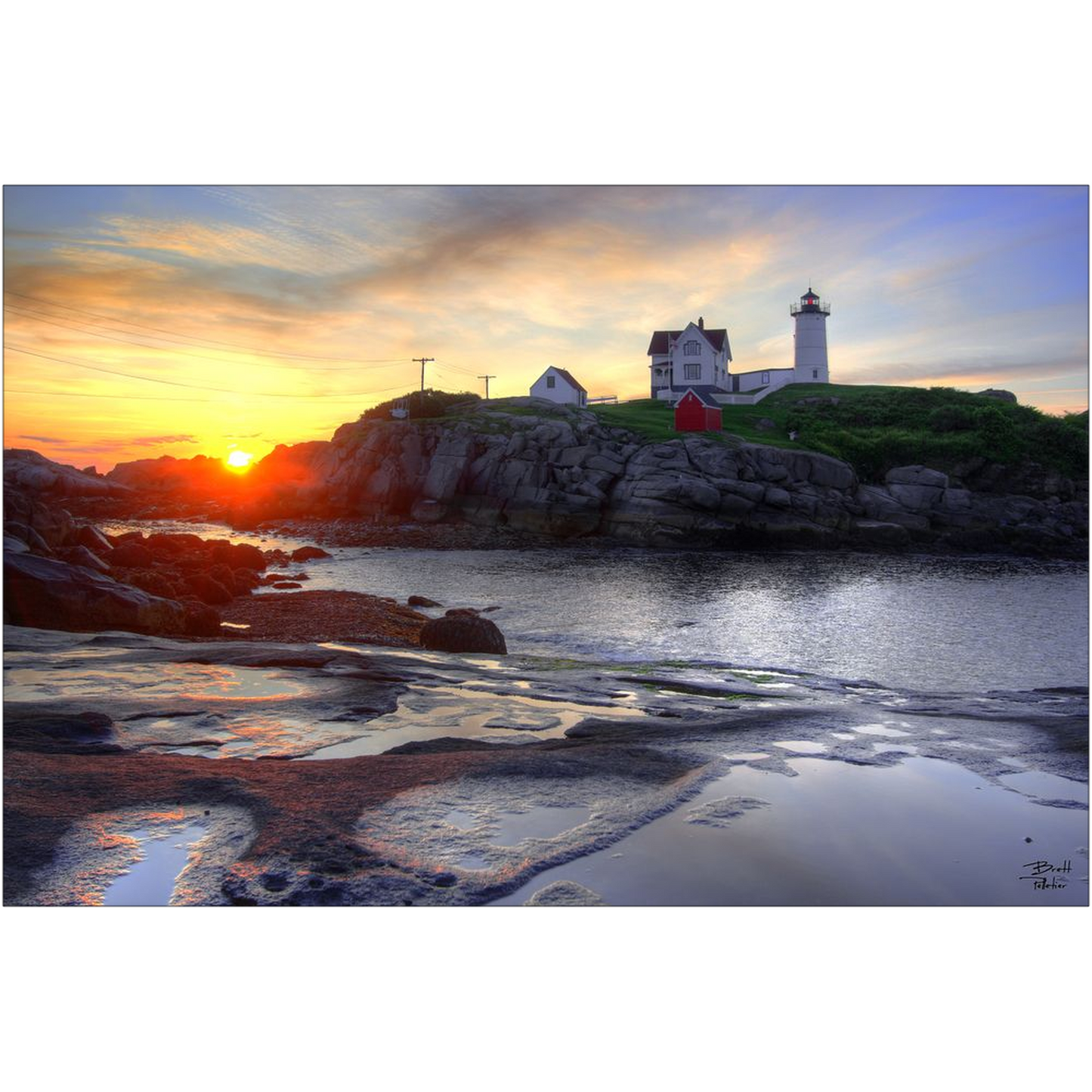 Cape Neddick Lighthouse Sunrise - Maine - bp0049 - Photograph Print Poster Picture Photography Art Artist Images Landscape