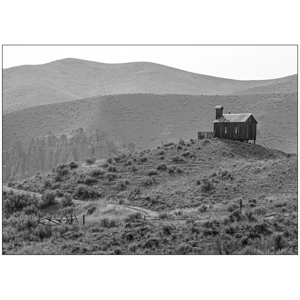 Black and White School House on the Hill - Idaho - bp0077 - Photograph Print Poster Picture Photography Art Artist Images Camera Landscape