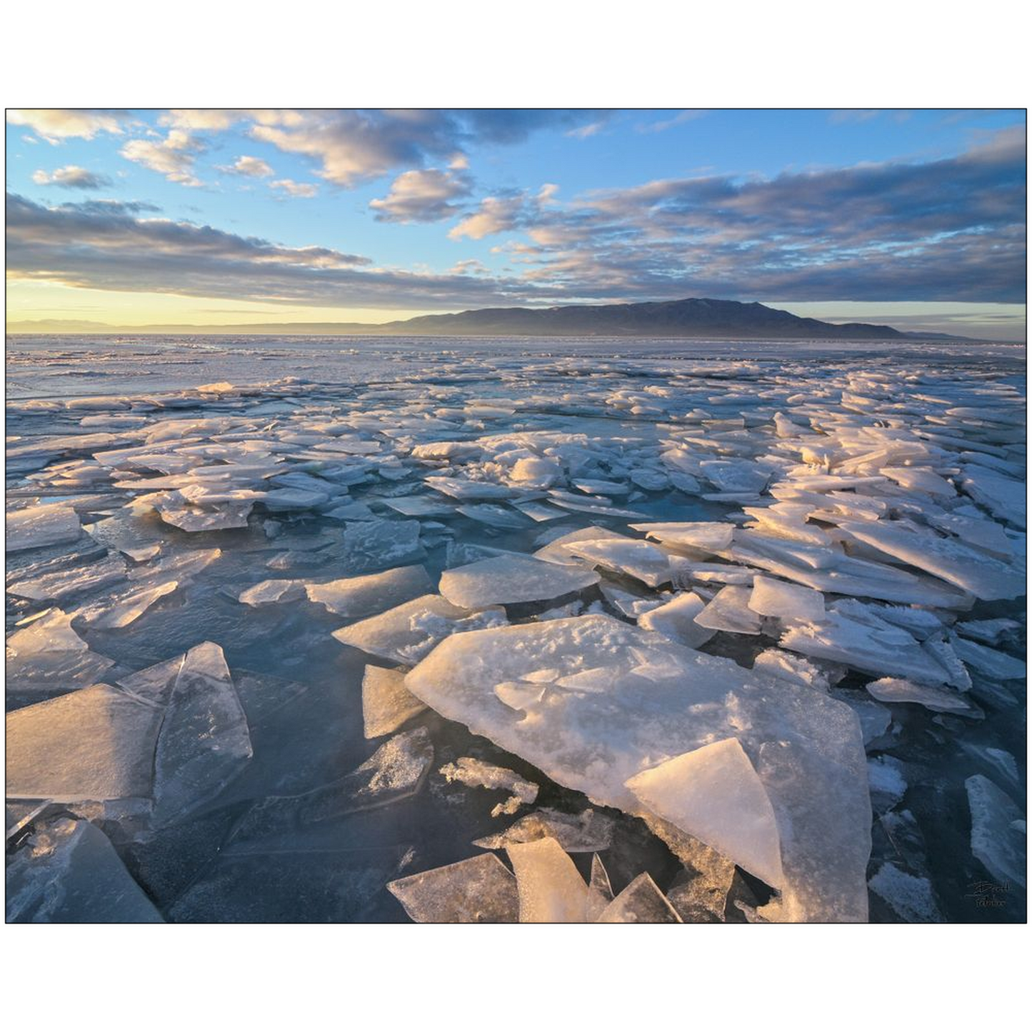 Ice Sheets Sunset v1- Utah Lake, Utah - bp0030 - Photograph Print Poster Picture Photography Art Artist Images Landscape