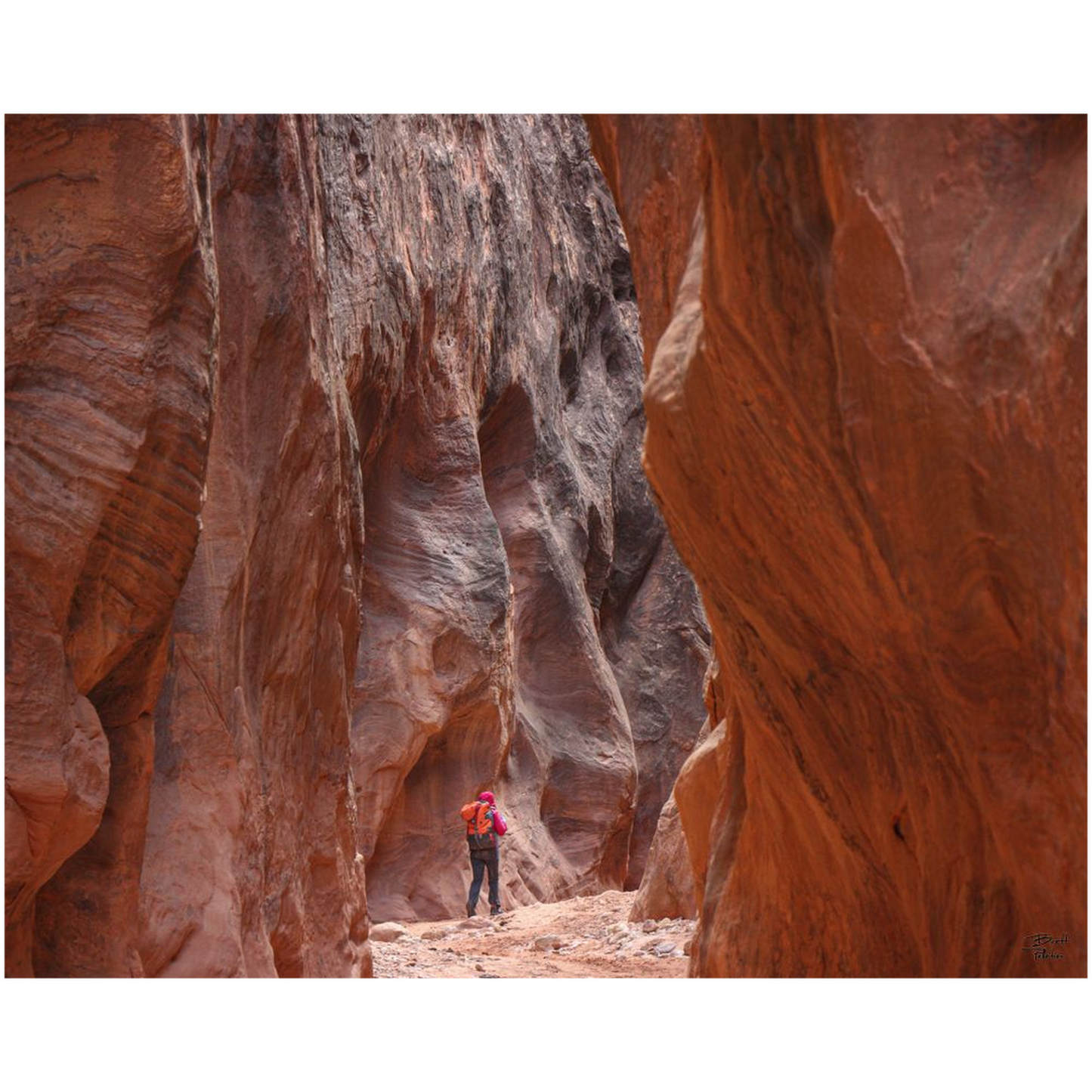 Buckskin Gulch Hiker v2 - Vermilion Cliffs National Monument, Utah - bp0174 - Photograph Print Poster Picture Photography Landscape Artist